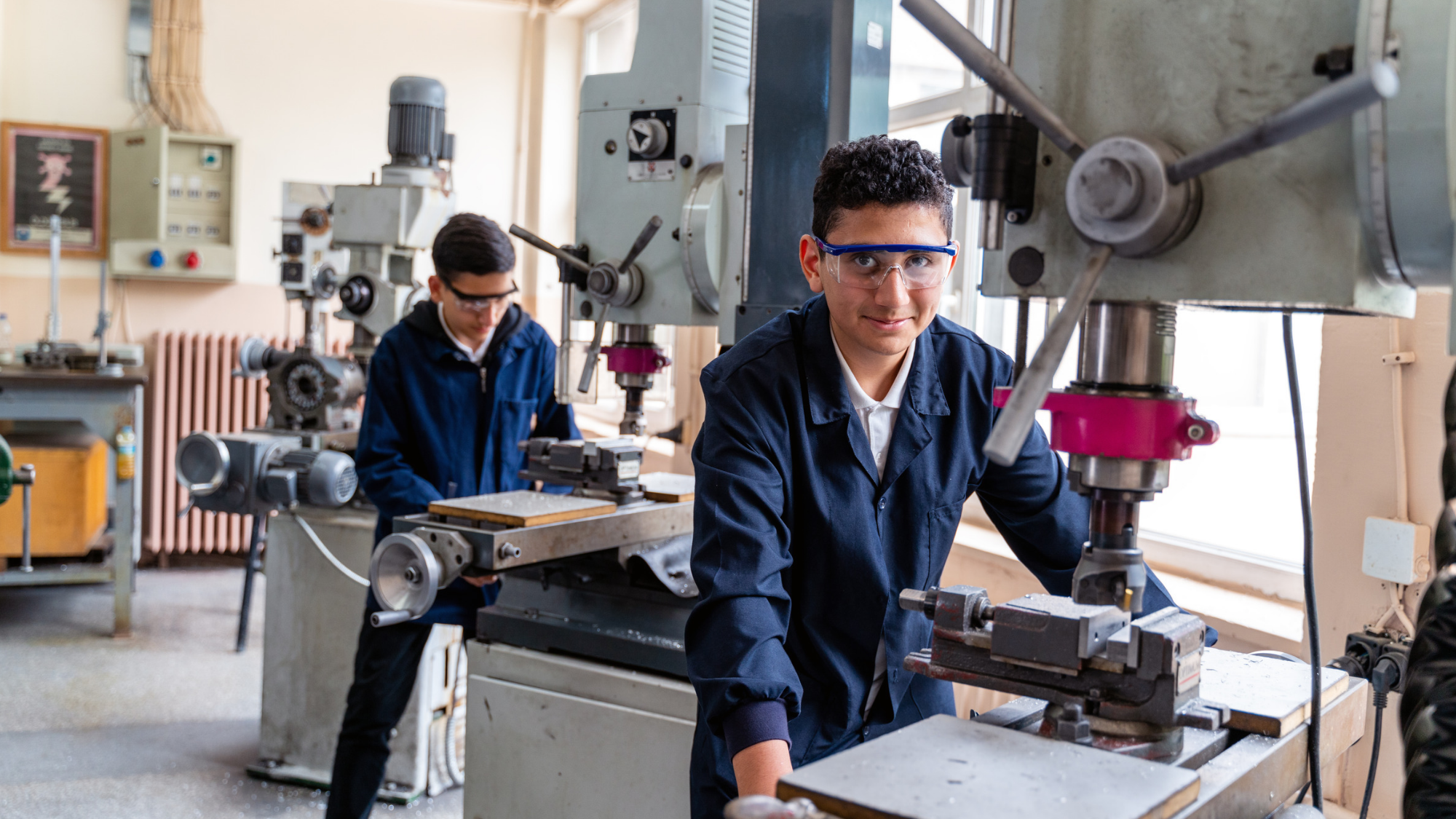 Two students in career technical education and skilled trades program, highlighting hands-on learning, career preparation, and workforce development.